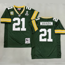 WOODSON #21 Men's Green Bay Packers Retro NFL Jersey 包装工