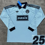 2025/26 AD x oasis #25 Light Blue Retro Style Fans Long Seelve Soccer Jersey (Have No.25 带号码）