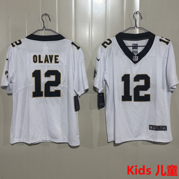 OLAVE #12 New Orleans Saints Kids NFL Jersey 圣徒