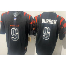 BURROW #9 Men's Cincinnati Bengals NFL Jersey 猛虎   (3代）