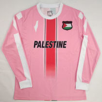2024 Palestine Pink Long Sleeve Fans Soccer Jersey 胸前英文