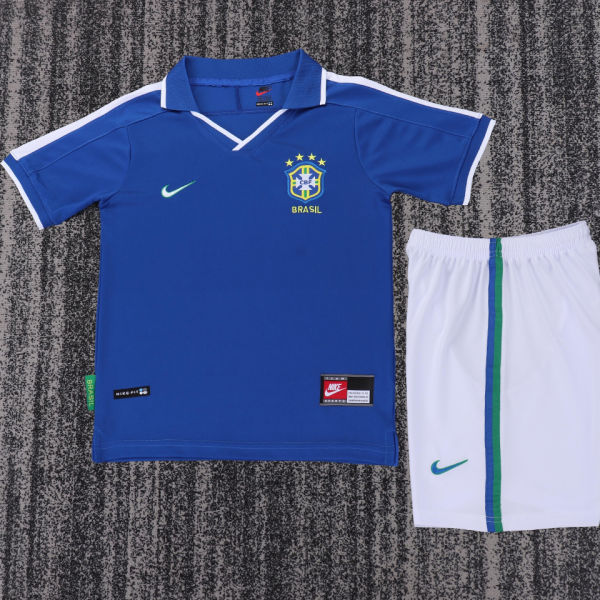 1997 Brazil Away Retro Kids Soccer Jersey