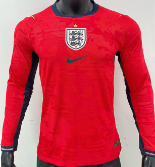 2026/27 England Away Red Player Version Long Sleeve Soccer Jersey
