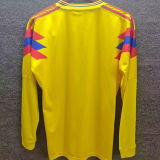 1990 Colombia Home Yellow Retro Long Sleeve Soccer Jersey