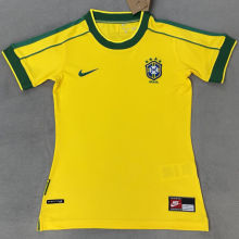 1998 Brazil Home Yellow Retro Women Soccer Jersey 女