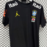 2026/27 Brazil Black Casual Pure Cotton T-Shirt 肩膀字白色