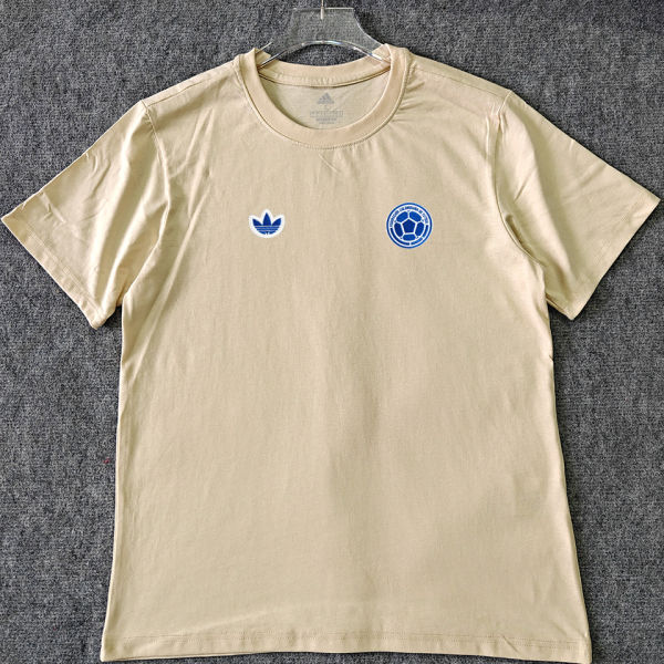 2026/27 Colombia Retro Style Pure Cotton T-Shirt 队微 蓝色