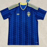 2026/27 Sweden Away Fans Soccer Jersey (Have Right Patch 有右臂章 白底黑字）