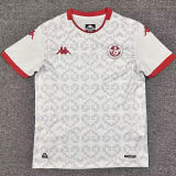 2026/27 Tunisia Away White Fans Soccer Jersey (Have Right Patch 有右臂章 黑底白字）