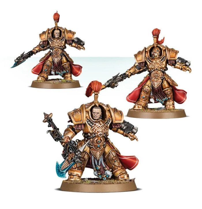 Adeptus Custodes Vexilus Praetor in Allarus Terminator Armour / Shield-Captain in Allarus Terminator Armour/Allarus Custodians
