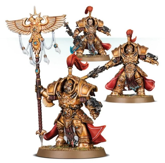 Adeptus Custodes Vexilus Praetor in Allarus Terminator Armour / Shield-Captain in Allarus Terminator Armour/Allarus Custodians