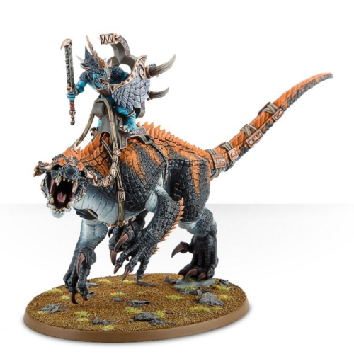 Saurus Oldblood On Carnosaur / Saurus Scar-Veteran on Carnosaur / Skink Oracle on Troglodon