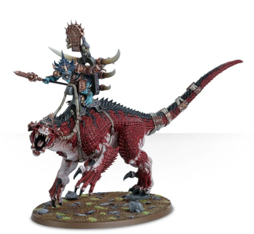 Saurus Oldblood On Carnosaur / Saurus Scar-Veteran on Carnosaur / Skink Oracle on Troglodon