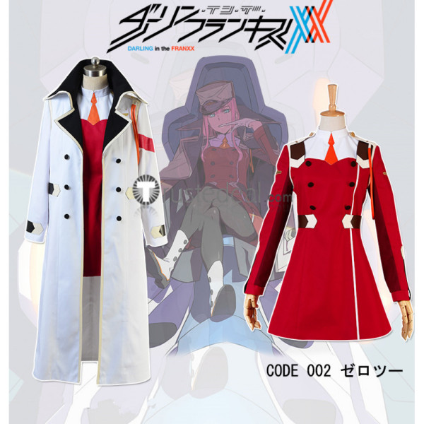 Darling in the Franxx Zero Two Code 002 Pilots White Overcoat Red Uniform Cosplay Costume2