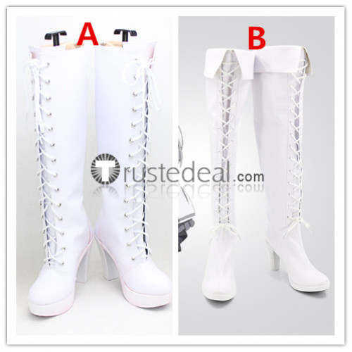 Date A Live Date A Bullet 2 White Queen Inverse Kurumi Tokisaki White Kurumi Military Cosplay Shoes Boots