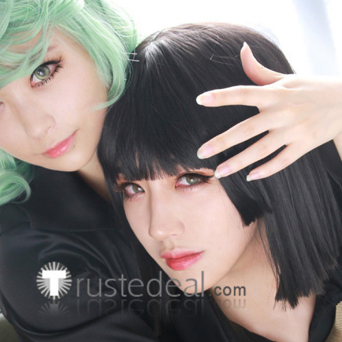 One Punch Man Blizzard of Hell Fubuki Black Dark Green Cosplay Wigs