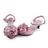 Matte Pink Flower Bow Girls Sweet Sandals
