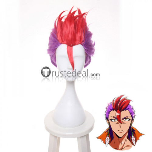 Nanbaka Rock Red Purple Mixed Cosplay Wig