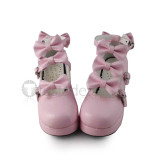 Sweet Pink Lolita Heels Shoes with Bows