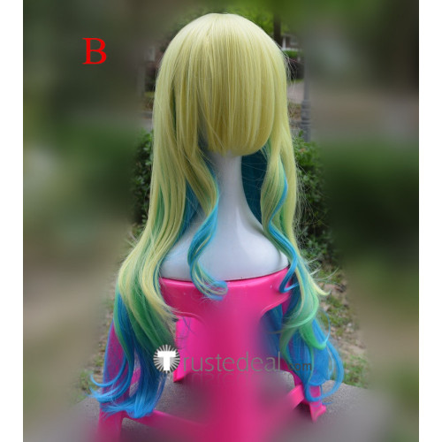 Miss Kobayashi's Dragon Maid Lucoa Long Gradients Yellow Green Blue Cosplay Wig 80cm
