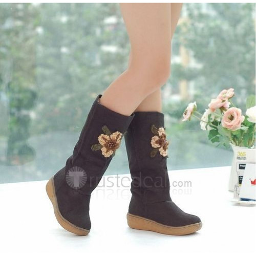Top quality nuback flat heel pumps boots(JY118)