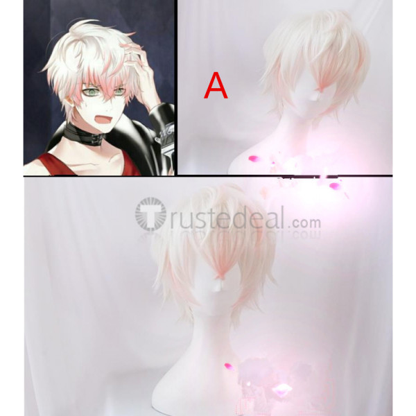 Mystic Messenger Unknown Saeran Choi White Pink Cosplay Wig