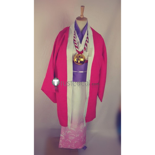Gugure! Kokkuri-san Kokkuri Female Genderbend Pink White Kimono Yukata Cosplay Costume