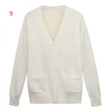 Japanese Anime JK School Uniform V-neck Cardigan Sweater Blue Gray Purple Pink Yellow Cosplay Costumes