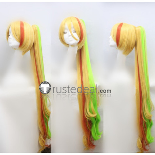 Zombie Land Saga Zonbi Rando Saga Saki Nikaido Blonde Green Ponytail Cosplay Wig