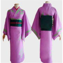 Gintama Silver Soul Okita Mitsuba Lavender Kimono Cosplay Costume