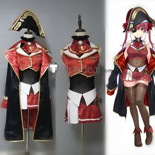 Vtuber Virtual YouTuber Houshou Marine Captain Pirate Gothic Lolita Red Cosplay Costumes