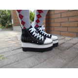 Black Canvas Pleather Sneakers