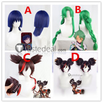 Genshin Impact Xinyan Scaramouche Balladeer Baizhu Brown Blue Green Cosplay Wigs
