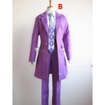Jojo's Bizarre Adventure Yoshikage Kira Pink Blue Purple Cosplay Costume
