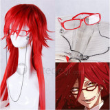 Black Butler Grell Sutcliff Red Wig and Cosplay Glasses Accessories