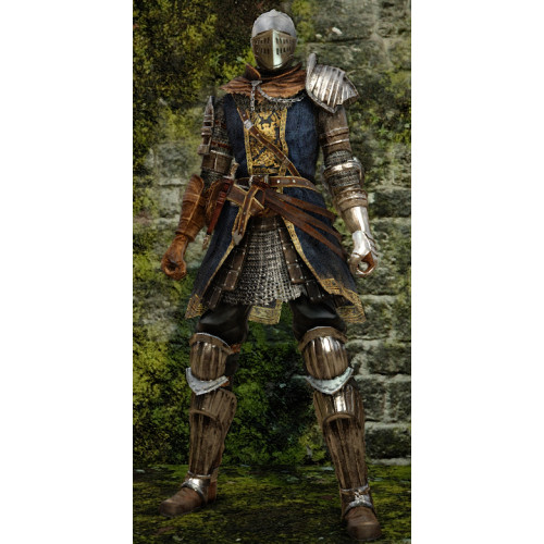Commission Dark Souls Elite Knight Blue Gloden Cosplay Coat
