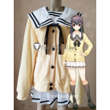 Kimi to Kanojo to Kanojo no Koi Mukou Aoi Miyuki Sone White Black School Uniform Yellow Cardigan Cosplay Costume