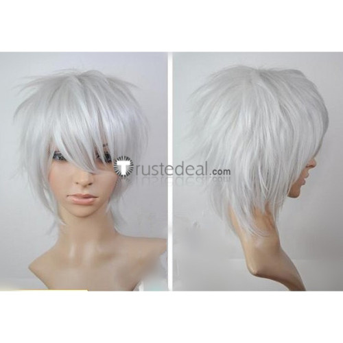 Mirai Nikki Akise Aru Silver White Cosplay Wig