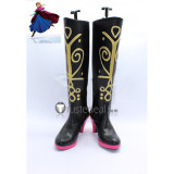Frozen Princess Anna Black White Cosplay Boots Shoes