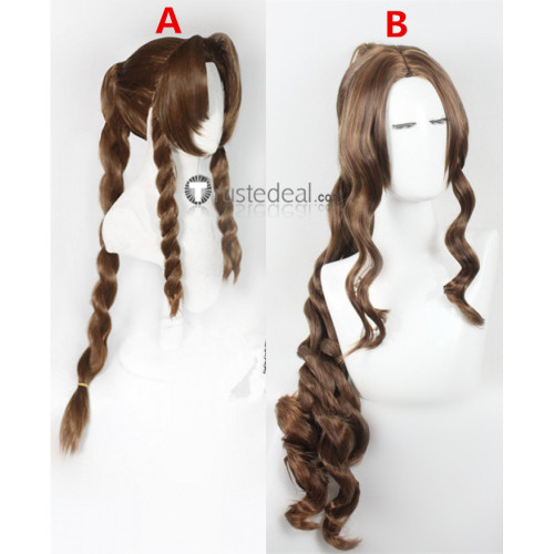 Final Fantasy VII Aerith Gainsborough Ponytail Brown Cosplay Wigs