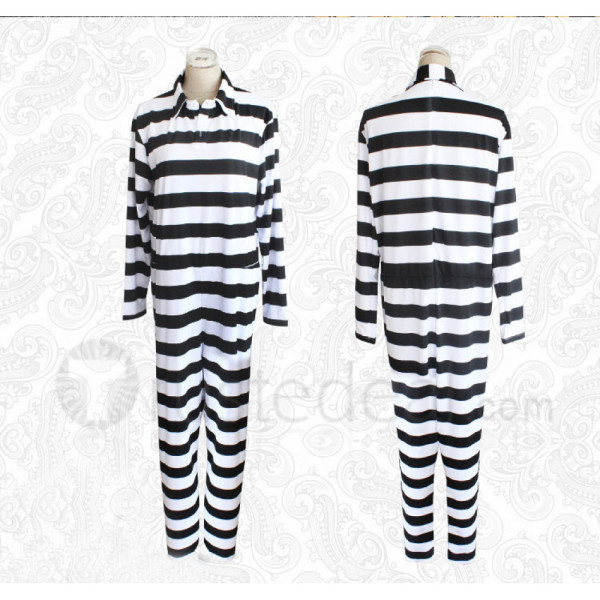 Prison School Fujino Kiyoshi One-piece Stripe Jumpsuit Prison Uniform Cosplay Costume