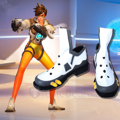Overwatch Tracer White Cosplay Shoes Boots