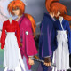 Rurouni Kenshin Himura Kenshin Red Blue Kimono Cosplay Costume