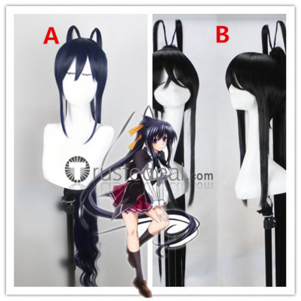 High School DxD Akeno Himejima  Black Blue Cosplay Wigs