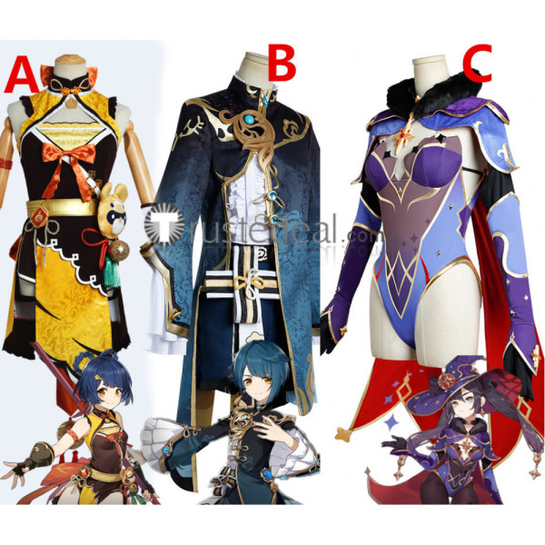 Genshin Impact Xiangling Xingqiu Mona Cosplay Costume Custom Size Plus Size