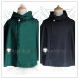 Attack on Titan Shingeki no Kyojin Eren Jaeger Levi Green Black Cape Cosplay Costume Thin Version