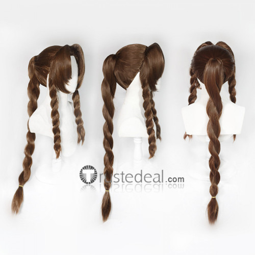 Final Fantasy VII Aerith Gainsborough Ponytail Brown Cosplay Wigs