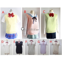 Love Live Japanese Anime JK School Uniform V-neck Pullover Vest Pink Yellow White Black Green Cosplay Costumes