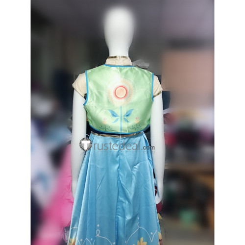 Frozen Fever Disney Princess Anna and Elsa Green and Blue Cosplay Costume Frozen Fever Disney Princess Anna and Elsa Green and Blue Cosplay Costume
