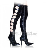 Patent Leather Upper High Heel Thigh-Length Closed-toes Sexy Boots(11850)